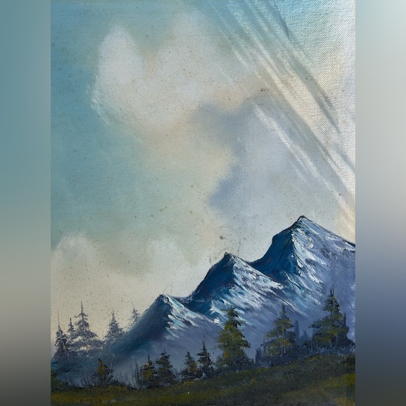 Vintage Oil Painting Edward Currier Nature Scene Mountain View 18”x24” Wall Art - Picture 7 of 10